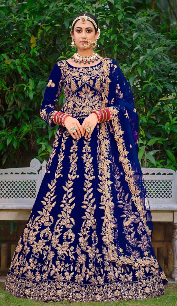 Royal Blue Color Bridal Lehenga