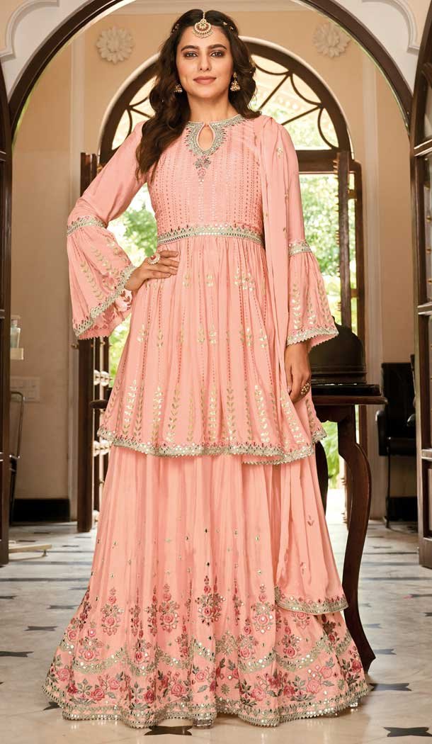 Free shipping,Indian heavy shops partywear Salwar kameez with Heavy Chinnon dupatta