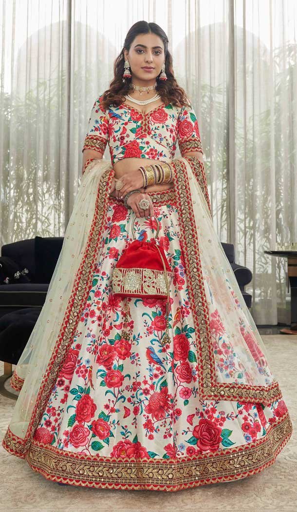 Royal Red Sparkle Rajwadi Silk Bridal Lehenga Choli Ensemble