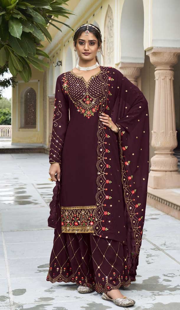 Banarasi Jacquard Salwar Plazo Suits Wear Pakistani on sale Indian Traditional Wedding Wear Heavy Embroidered Worked Salwar Kameez Dupatta Suit Wear