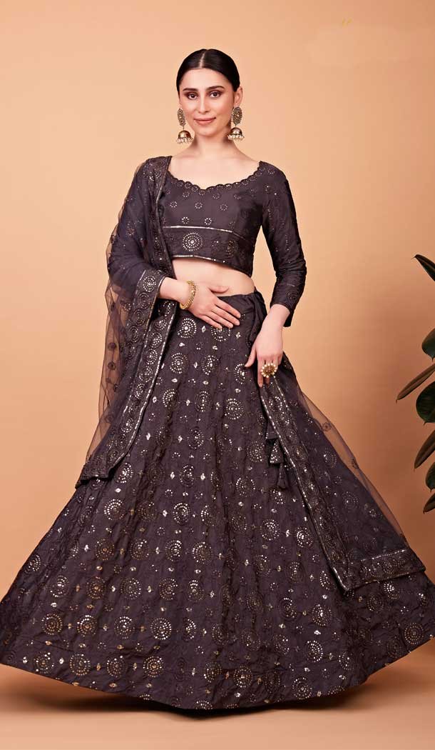 Black Colour Taffeta Silk Zari Lahenga Choli, Wedding And Party Wear Lahenga shops Choli, Bollywood Style Lahenga Choli, Bridsmaid wear Lehenga