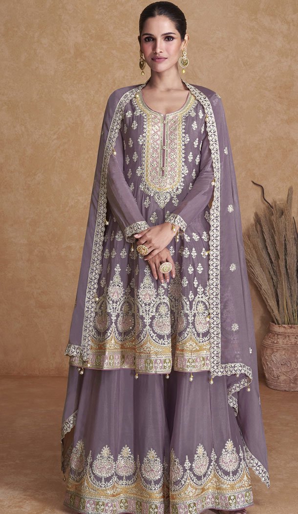 Beautiful Designer store Georgette Heavy Embroidery Work Sharara Dress Material With Net Dupatta