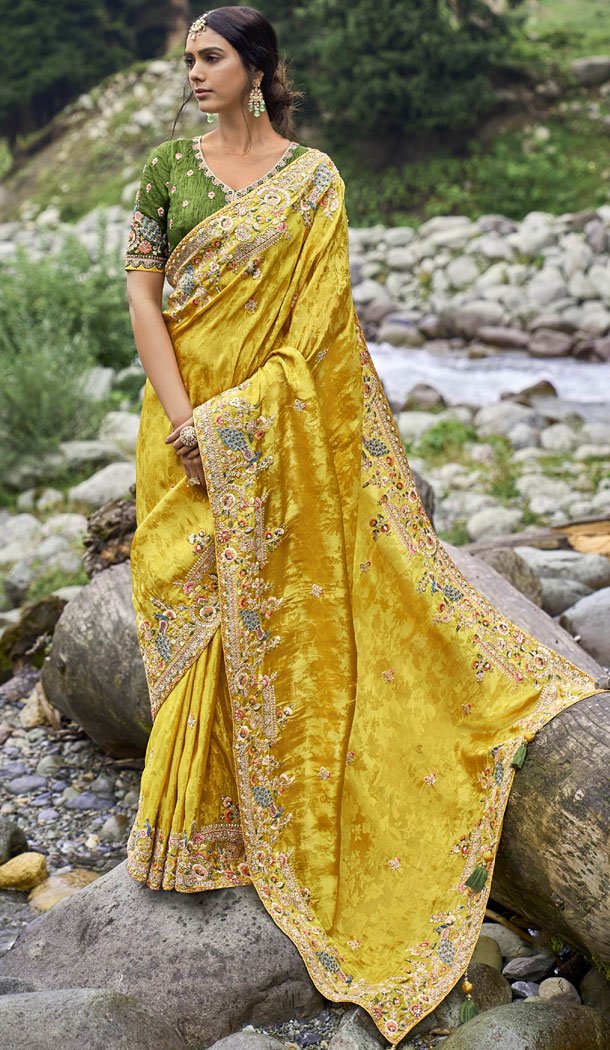 Heavy wedding saree best sale