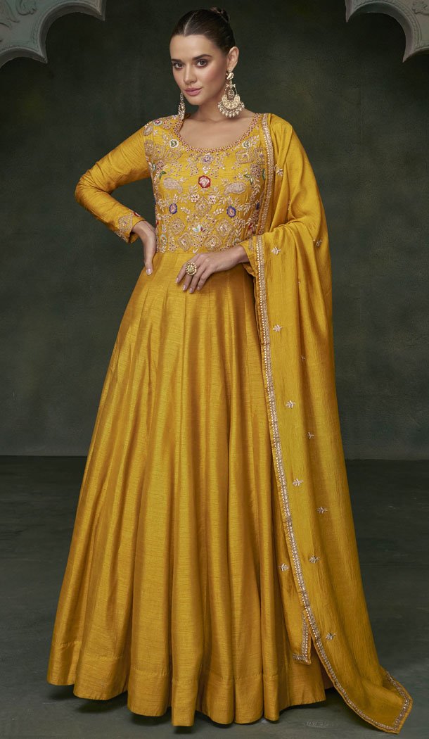 Mustard embroidered dress best sale