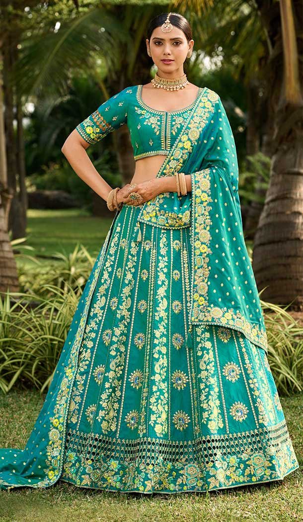 Green Colour Khadi Organza Lahanga Choli Traditional Indian outlet Chaniya Choli Wedding Designer Ladies Dresses Women Olive Ghaghra for Party Wear