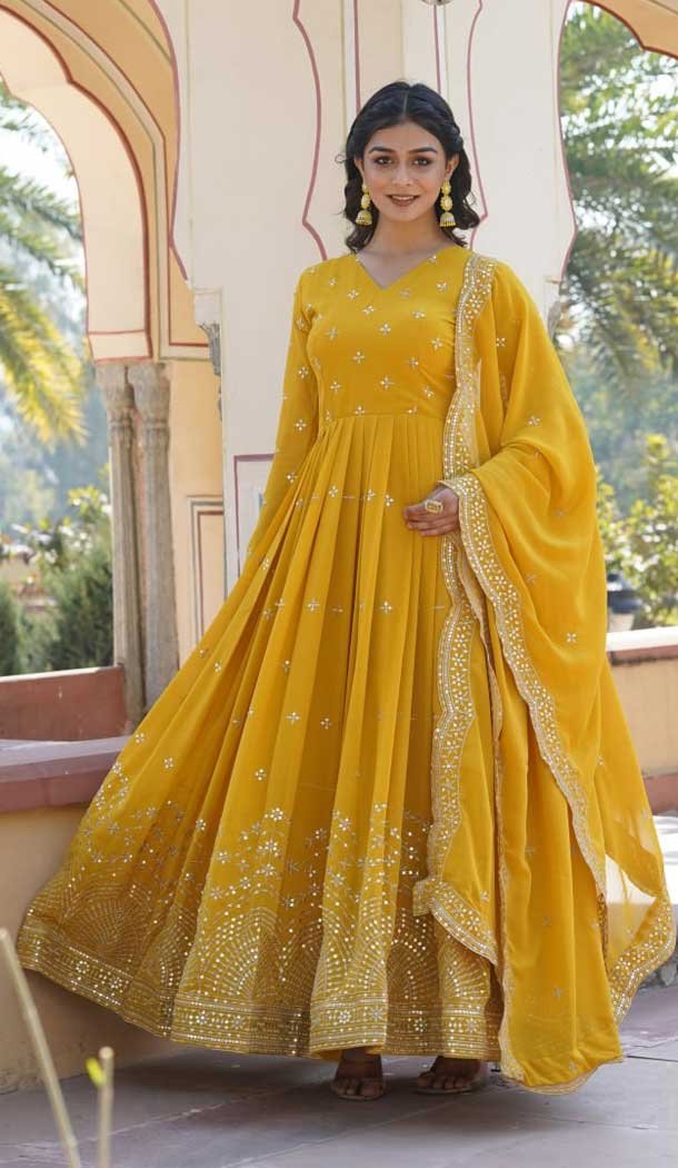 Indian Bollywood Designer Cotton Anarkali Yellow Kurti And hotsell Pant With Dupatta Set Dress.Special For Women/Girls.Express Shipping In USA/UK