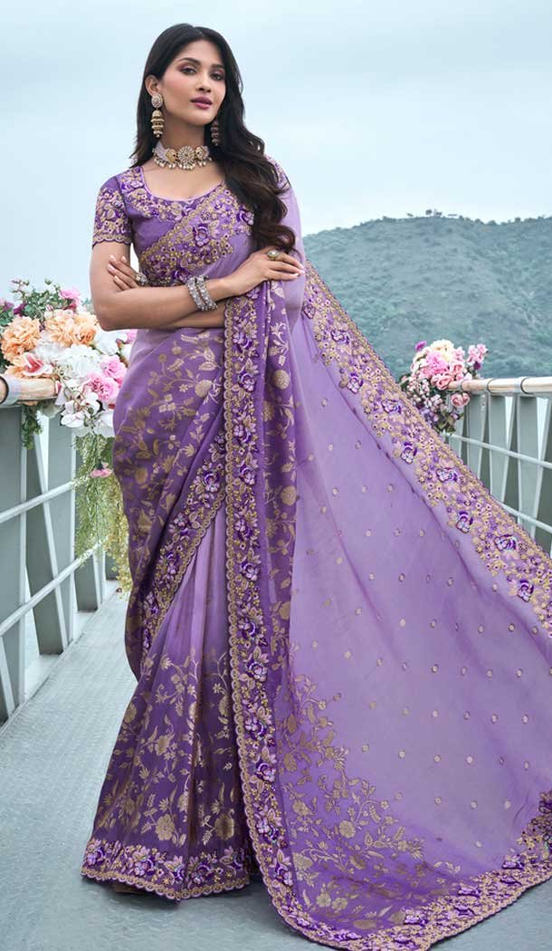 Beautiful Tissue Organza Saree wedding Saree party store wear Saree with ready blouse | Indian saree | Designer saree with blouse