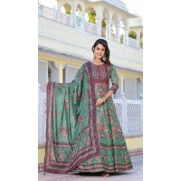 Parrot Dola Silk Digital Printed Designer Readymade Gown - 10213192837