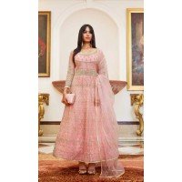 Baby Pink Net Embroidery Designer Anarkali Style Salwar Suit - 10267193086