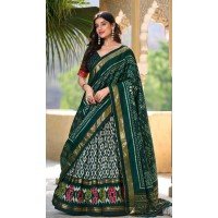 Green Tussar Silk Foil Work Traditional Wear Lehenga Choli - 10278193124