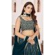 Georgette Leheriya Printed Party Wear Lehenga Choli In Teal Green - 10452194040