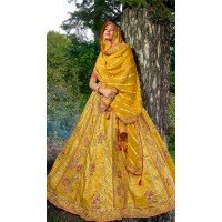 Mustard Silk Sequins Work Wedding Wear Lehenga Choli - 10493194232