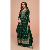 Vichitra Silk Sequins Work Pakistani Style Palazzo Salwar Suit In Green - 10494194234