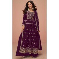 Vichitra Silk Sequins Work Pakistani Style Palazzo Salwar Suit In Purple - 10494194237