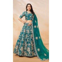 Rama Blue Art Silk Embroidered Designer Wear Lehenga Choli - 10497194248