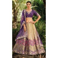 Beige Banarasi Silk Resham Work Wedding Wear Lehenga Choli - 10500194264