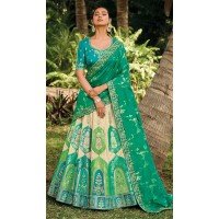 Multi Color Banarasi Silk Resham Work Wedding Wear Lehenga Choli - 10500194266