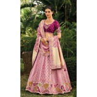 Lavender Georgette Weaving Silk Resham Work Wedding Wear Lehenga Choli - 10500194269