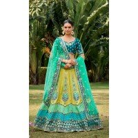 Multi Jacquard Silk Resham Work Wedding Wear Lehenga Choli - 10500194270