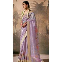 Lavender Silk Embroidered Designer Wear Saree - 10527194464