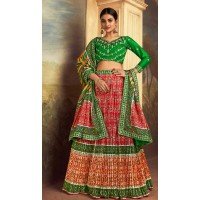 Multi Color Gaji Silk Sequins Work Traditional Lehenga Choli - 10528194474