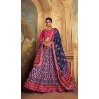 Teal Blue Gaji Silk Sequins Work Traditional Lehenga Choli - 10528194478