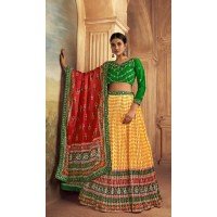 Yellow Gaji Silk Sequins Work Traditional Lehenga Choli - 10528194480