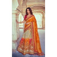 Beige Art Silk Weaving Work Wedding Wear Lehenga Choli - 10529194484