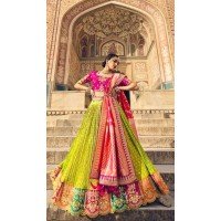 Multi Color Art Silk Weaving Work Wedding Wear Lehenga Choli - 10529194487