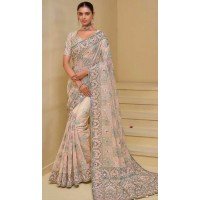 Baby Pink Banarasi Tuscany Resham Work Designer Wear Saree - 10530194492