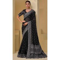 Banarasi Tuscany Resham Work Designer Wear Saree In Black - 10530194500