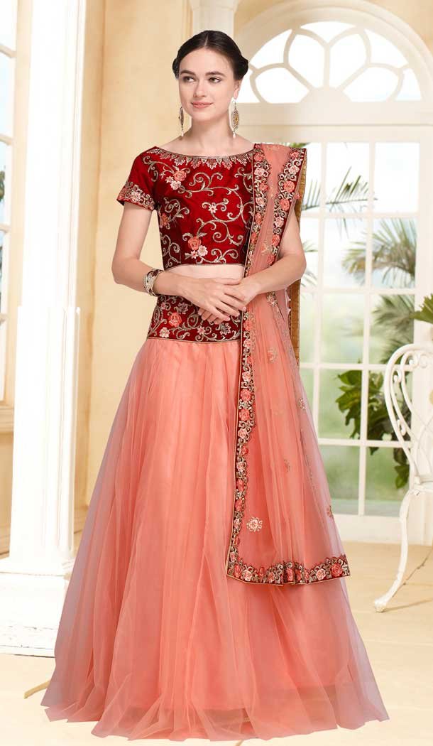 peach ghagra choli