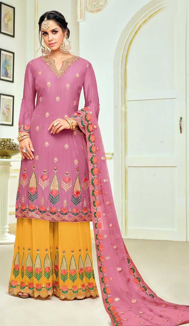 phulkari suit with palazzo