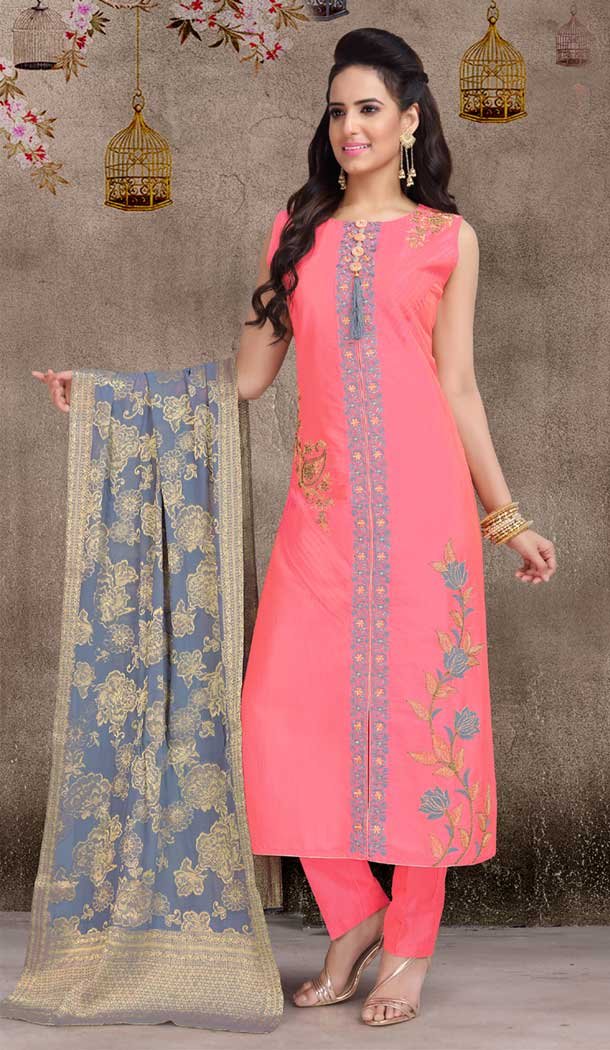 pink churidar designs