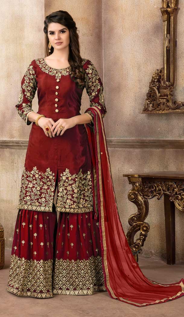 sharara in red colour