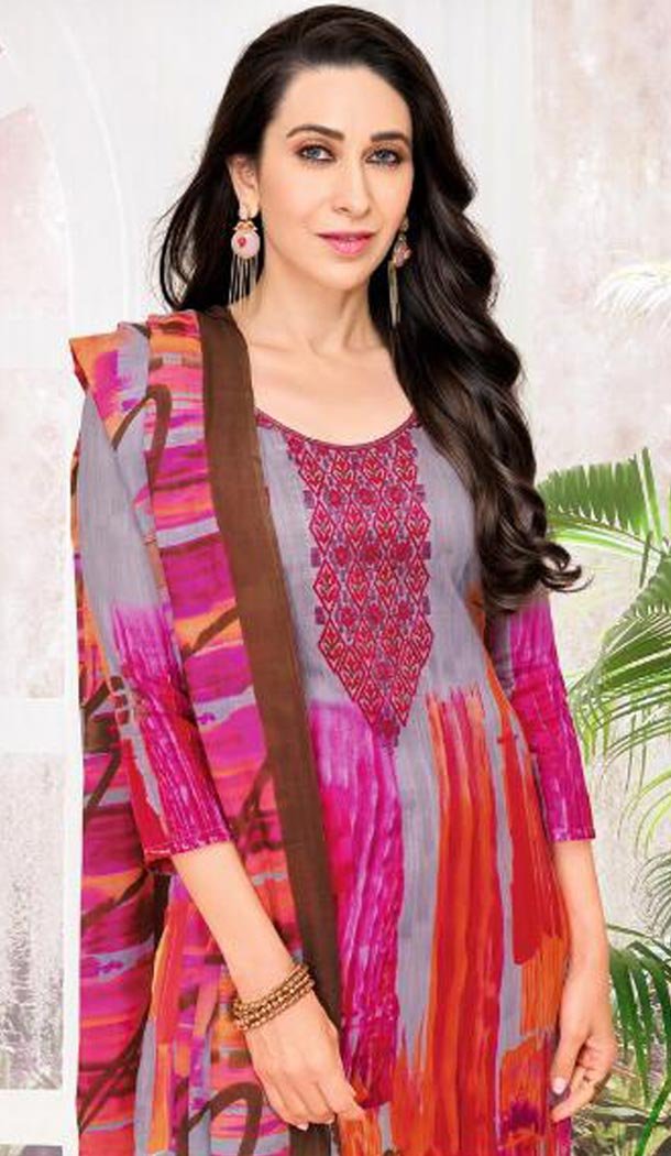 Bollywood Celebrity Karishma Kapoor Multi Color Pure Jaam Satin Salwar Kameez