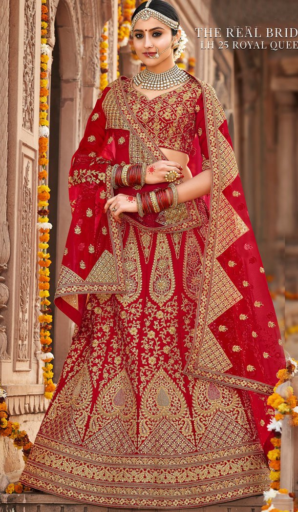 bridal lehenga tomato colour