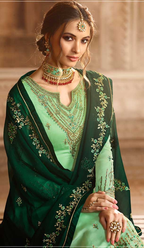 light green colour sharara suit