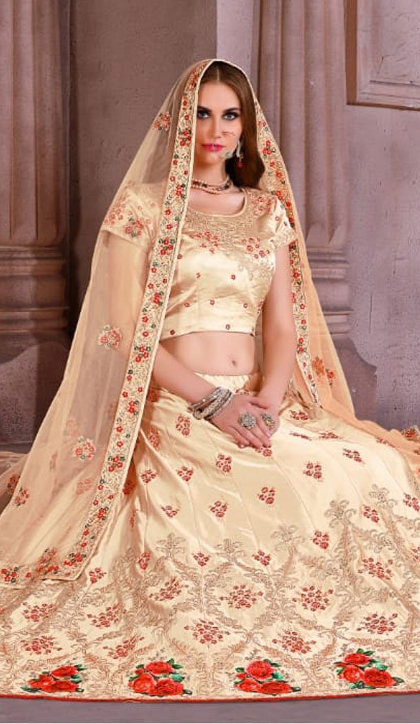 cream colour ghagra choli