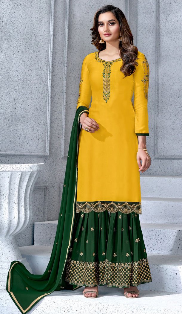 haldi yellow and green gharara