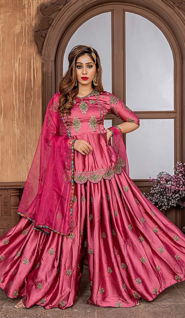 pink colour sharara dress