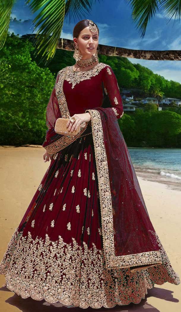 Ravishing Maroon Color Heavy Fox Georgette Designer Long Aanarkali Suit