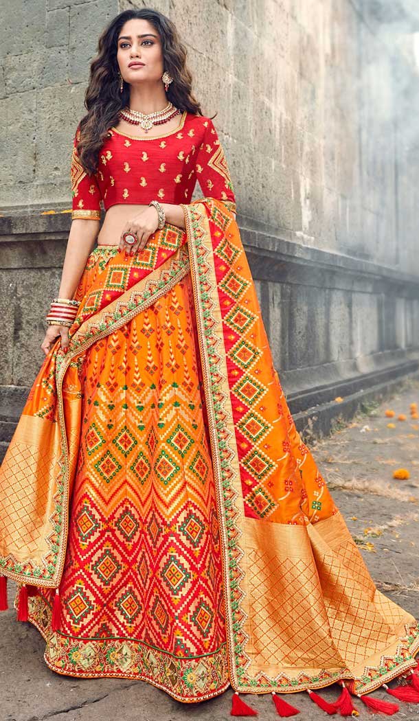 traditional heavy silk lehenga - Heena Style