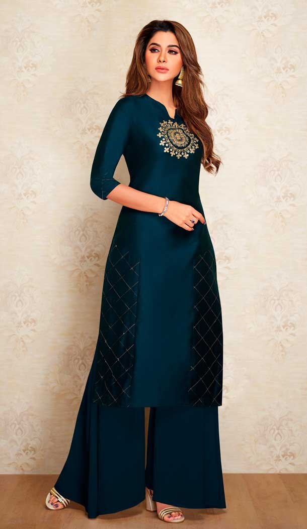 navy blue palazzo with kurti