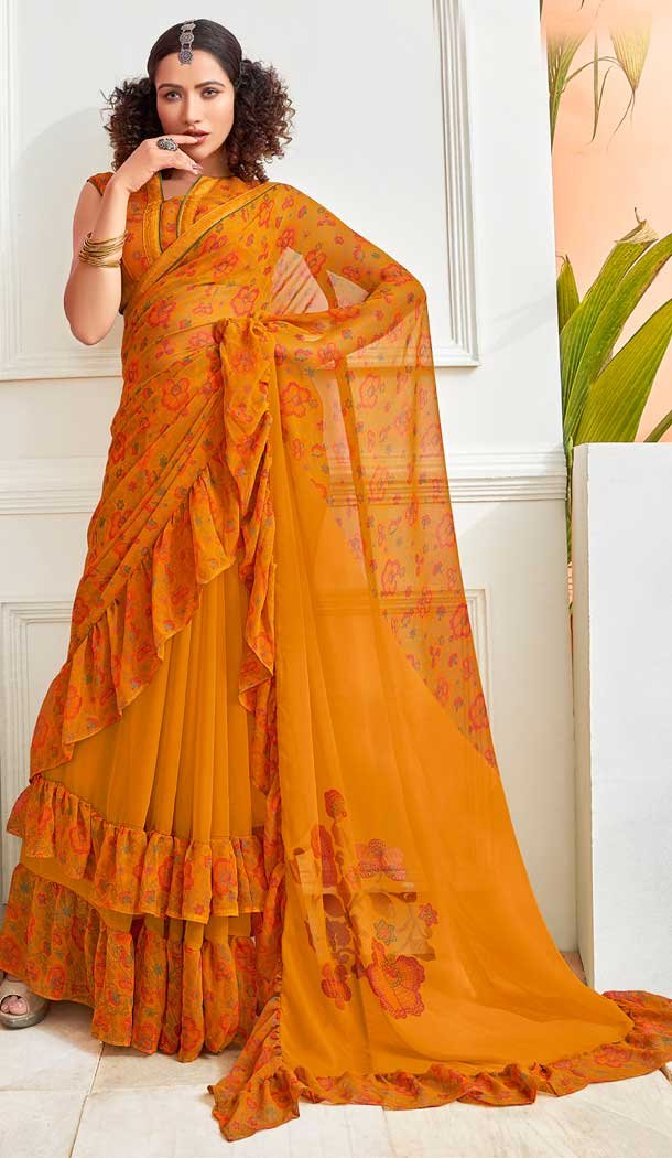 ruffle saree party wear online