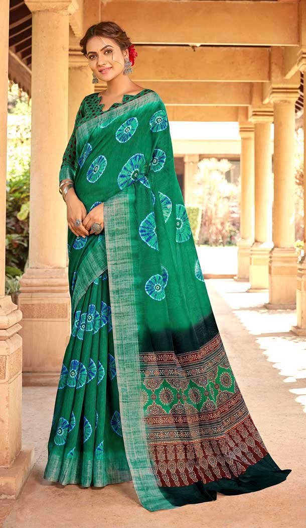 linen silk casual wear saree handloom -018117343 - Heenastyle