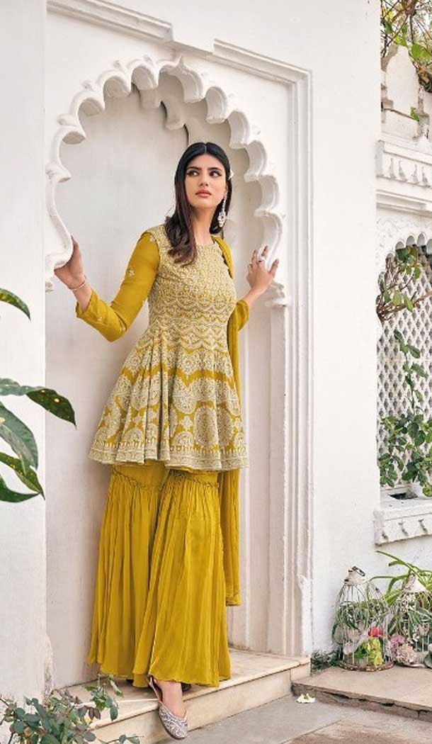 Buy online Yellow Solid Sharara from ethnic wear for Women by Clora  Creation Plus for ₹1099 at 45% off | 2023 Limeroad.com