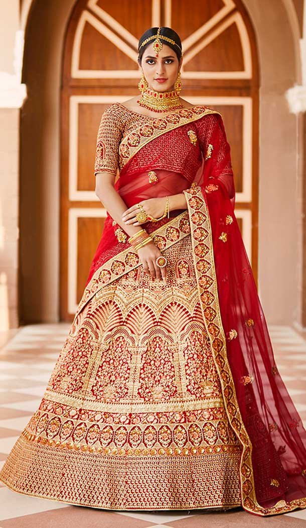 bridal lehenga red color