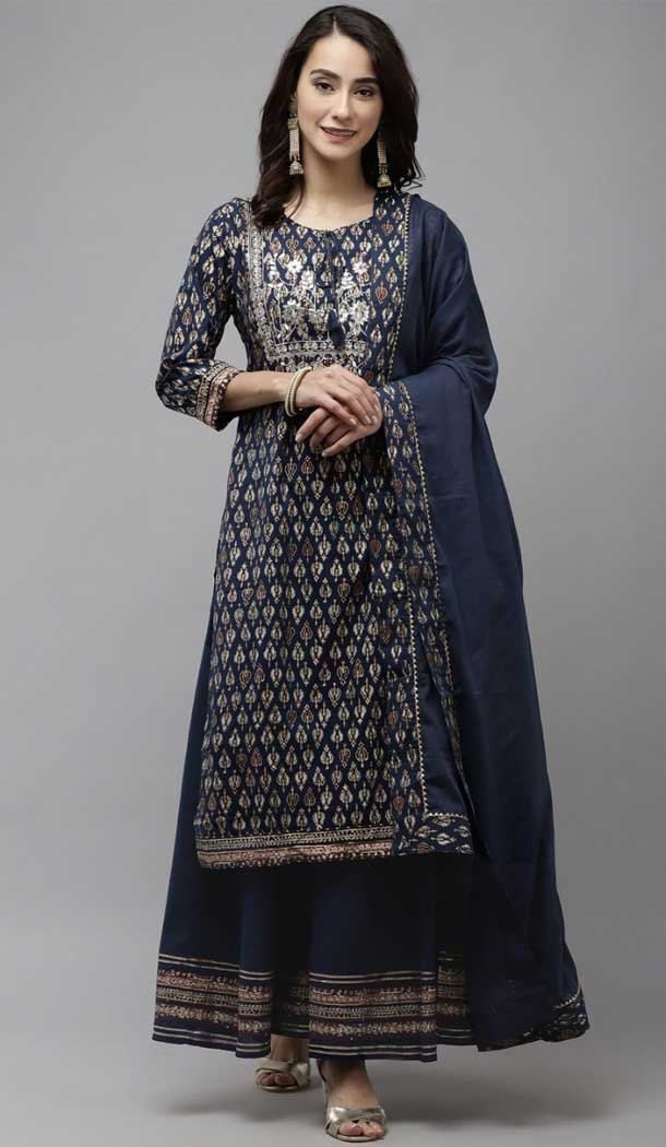 navy blue party wear kurti