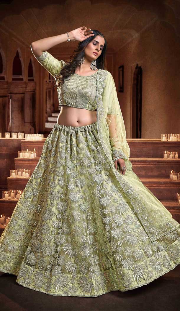 Pista green Heavy Soft Net Lehenga Choli ,Sequence Work, And Heavy Soft Net Dupatta For Women,wedding wear,traditional outlet Lehenga Choli,lehenga